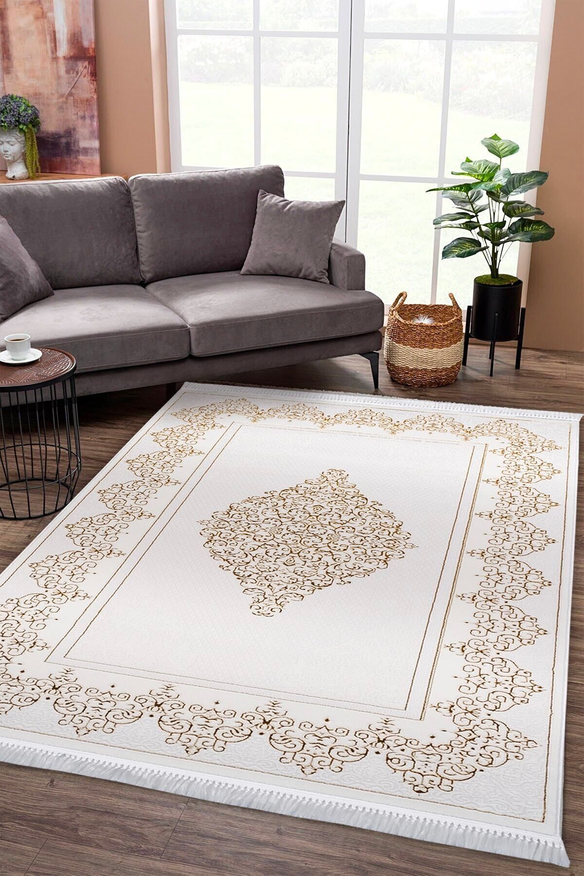 Kervansaray Home Vintage Krem Gold Halı: Şıklık ve Dayanıklılığın Buluştuğu Nokta